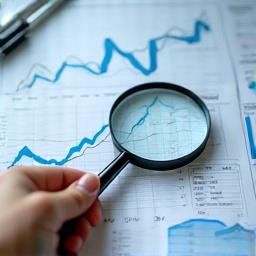 Magnifying glass over a data chart, representing discovery.