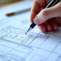 An architect's blueprint being drawn, representing strategy.